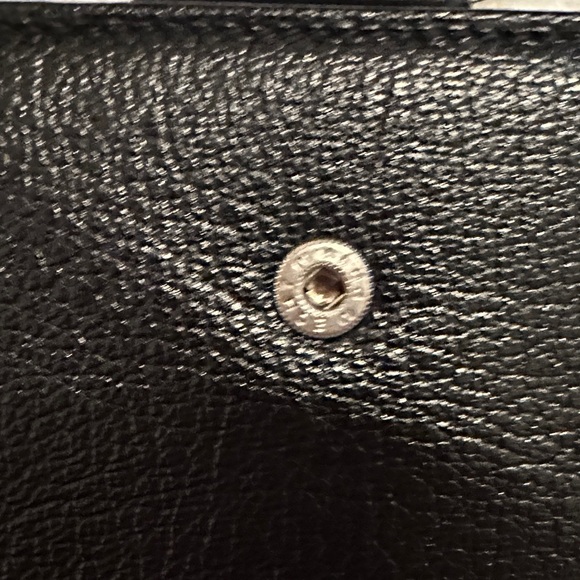 Bvlgari Black Leather Wallet with Silver Accent, unisex